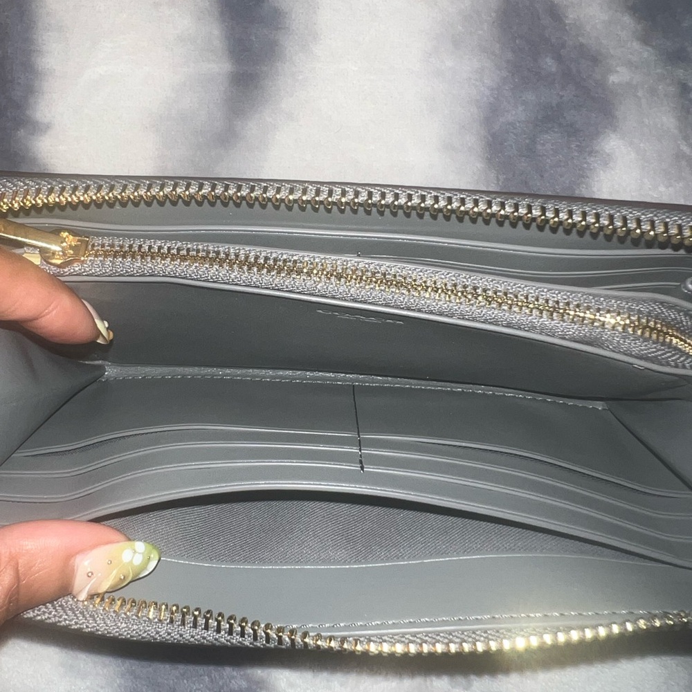 Coach Gray Pebbled Leather Wristlet - Picture 6 of 11